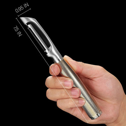 Serrated Blade Premium I Type 304 Stainless Steel Multifunctional Kitchen Peeler Real Wood Handle Ultra Sharp Blade Vegetable Potato Apple（Agarwood）