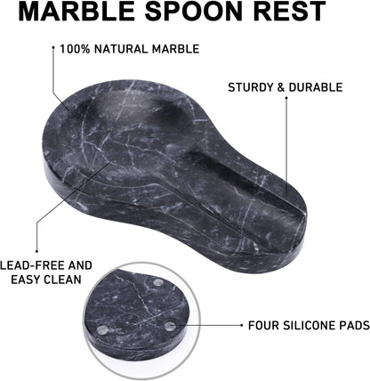 Marble Spoon Rest for Kitchen Stove Countertop, Marble Utensil Holder, Perfect for Spatula, Ladle, Fork (1, Viva jade, 4 * 6.5)