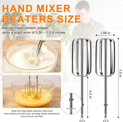 Hand Mixer Beaters Attachments Compatible with Hamilton Beach, Replacement Beater, Dough Hook, Blending Rod, Whisk Parts for 62632R, 62682RZ, 62692, 62695V, 64699 Handheld Mixers Blender - 6 Pack