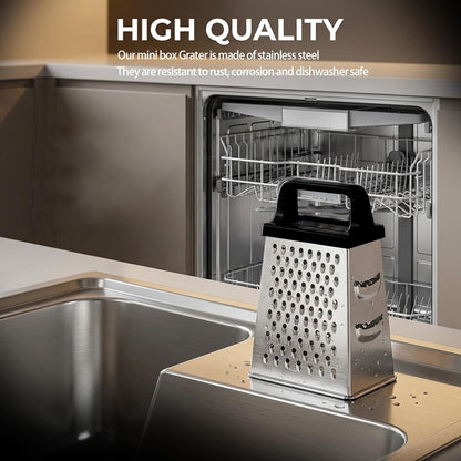Ptwola 6 Pcs Mini Cheese Grater Professional Box Grater Stainless Steel Fine Coarse Handheld Slicer with 4 Sides Small Box Food Shredder Safe Zester for Kitchen Cheese Garlic Ginger Vegetable Potatoes