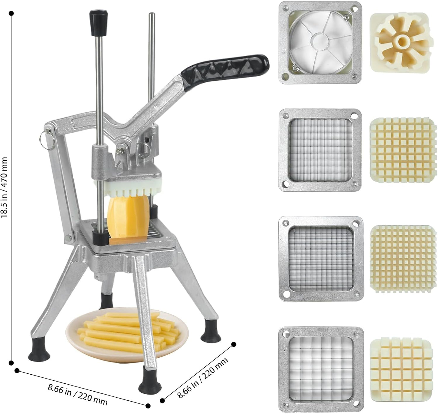 Commercial Vegetable Fruit Chopper, Heavy Duty Professional Food Dicer with 1/4" Blade, French Fry Cutter, Fruit Slicer for Restaurants & Home Kitchen