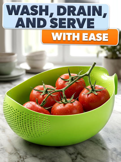 Rice Strainer with Handle - Lightweight Rice Washer Strainer Bowl with Smart Design for Easy Water Draining, Easy to Use & Clean ABS Plastic Colander with Handle for Cereals, Pasta, Vegetables, Fruits