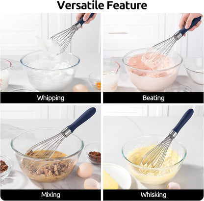 U-Taste 7" Mini Whisk for Cooking: 18/8 Stainless Steel Small Metal Kitchen Wisk, Tiny Hand Mixing Tool for Coffee, Egg, Sauce, 6-Wires Compact Head for Baking, Beating in Bowl, Mug, Jar (Set of 2)