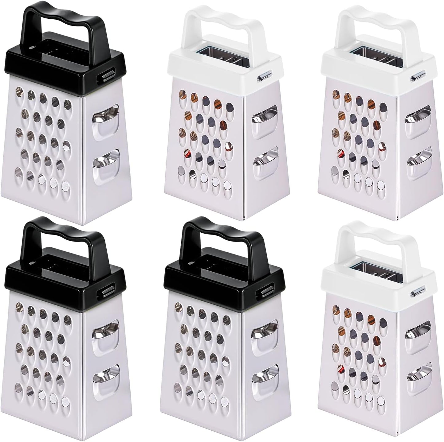 Ptwola 6 Pcs Mini Cheese Grater Professional Box Grater Stainless Steel Fine Coarse Handheld Slicer with 4 Sides Small Box Food Shredder Safe Zester for Kitchen Cheese Garlic Ginger Vegetable Potatoes