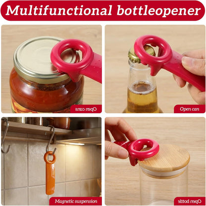 2Pack Easy Grip Jar Opener, Plastic Jar Key for Tight Bottles, Effortless Lid Opener for Carpal Tunnel-Jar Openers Top Rated for Seniors(Orange, Red)