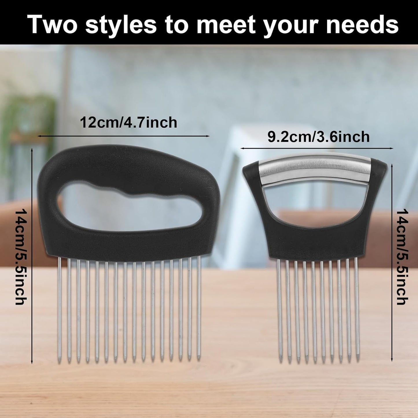 2pcs Onion Holder for Slicing, Extra-Large Onion Slicer Tool Kit with 16 Long Needles & 10 Long Needles Vegetable Chopper Cutter Kitchen Appliance Gadget Utensils for Tomatoes Potatoes Meat Tenderizer