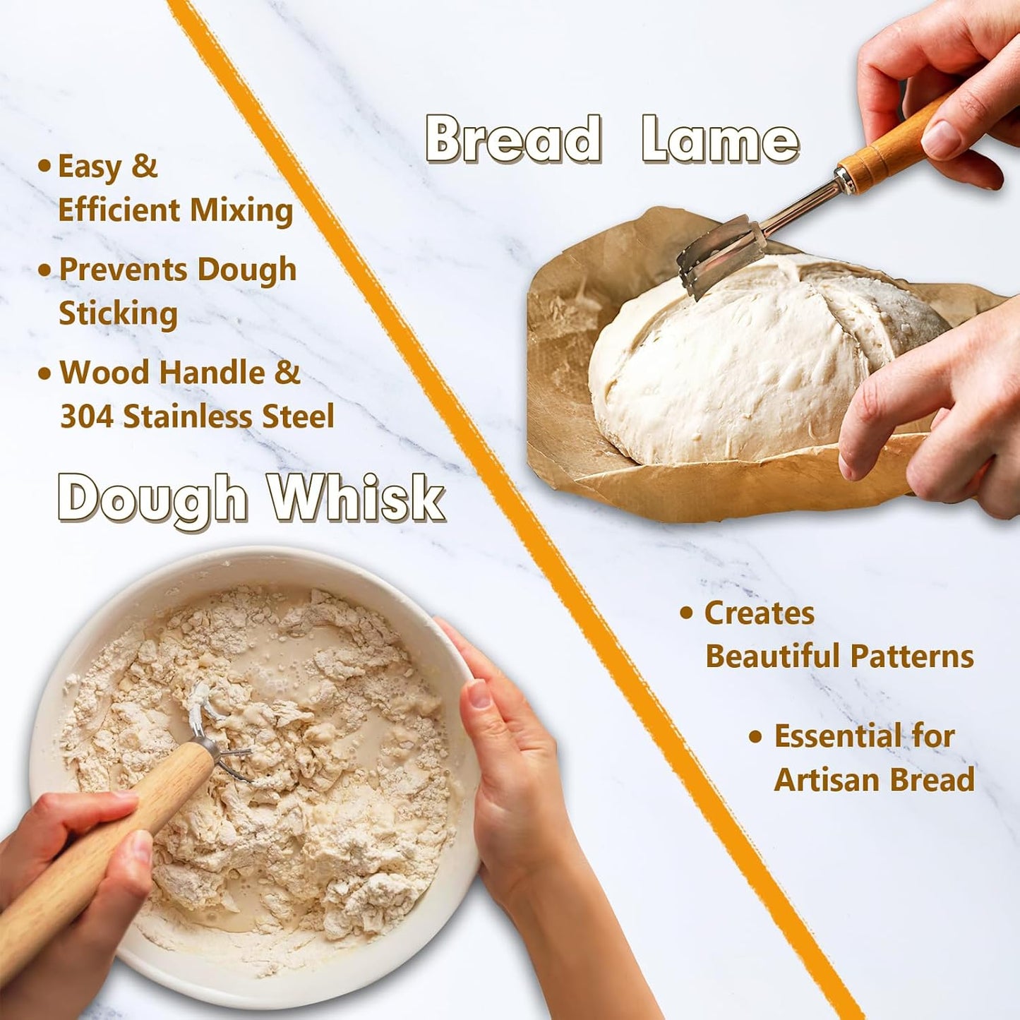 Banneton Bread Proofing Basket Set - 10" Oval & 9" Round Sourdough Starter Kit with Lame, Dough Whisk, Scraper, Sling & Baking Tools | Artisan Bread Baking Supplies for Homemade Loaves