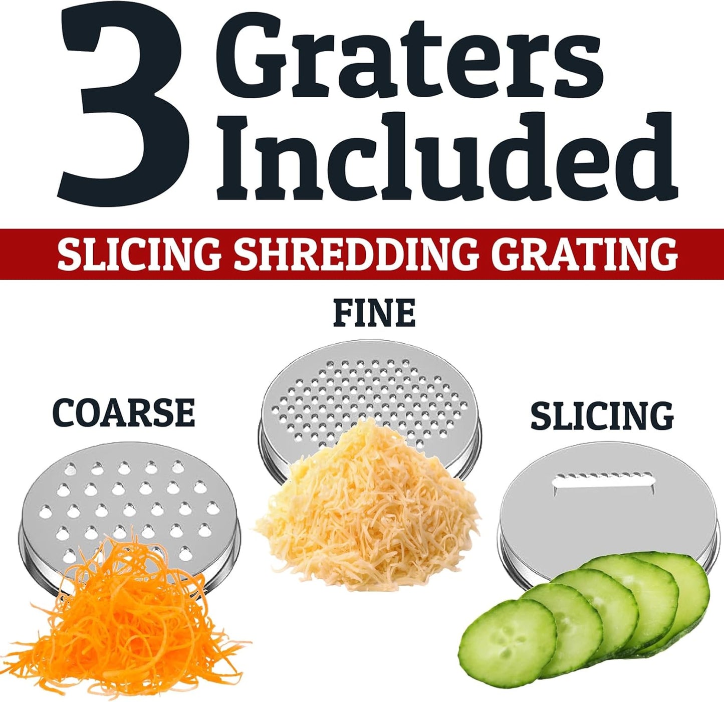 Priority Chef Stainless Steel Mixing Bowls with Lids Set, 3 Grater Attachments, Airtight Lids, Non-Slip Silicone Base Mixing Bowl Set, Large Prep Metal Mixing Bowls for Kitchen, Black