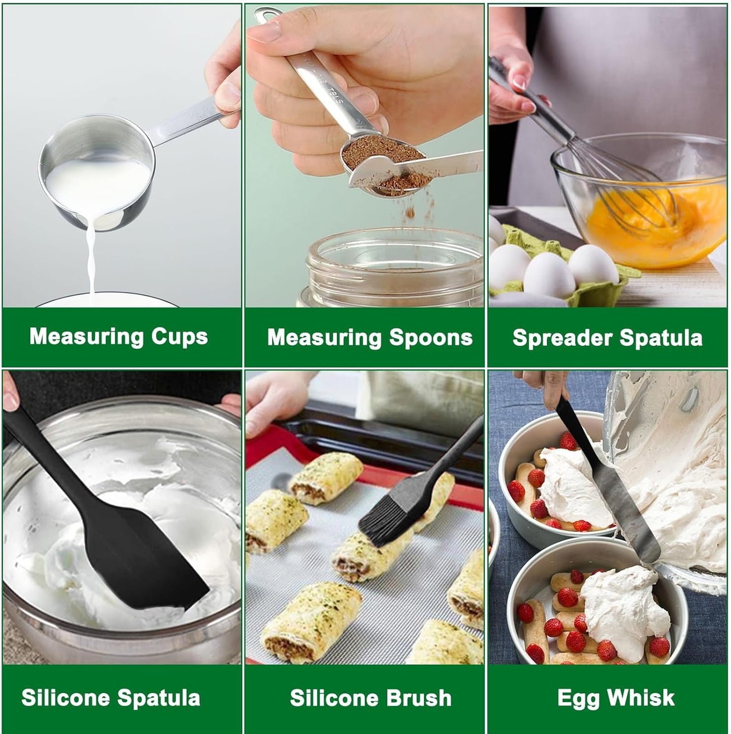 WEPSEN 5-Speed Electric Hand Mixer, 4 Large Mixing Bowls Set, Handheld Mixers with Whisks Beater, Stainless Steel Metal Nesting Bowl Measuring Cups Spoons Kitchen Cake Blender for Baking Supplies