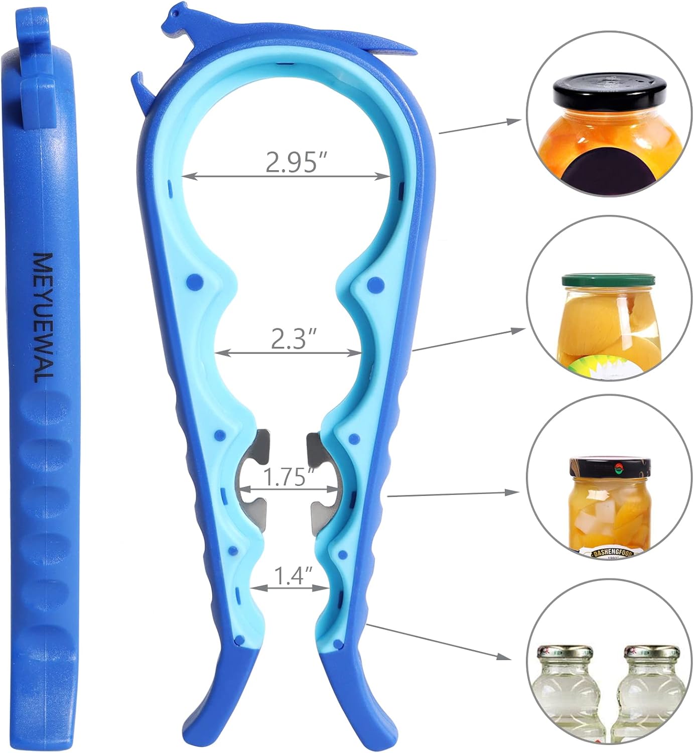 Jar Opener, 5 in 1 Multi Function Can Opener Bottle Opener Kit with Silicone Handle Easy to Use for Children, Elderly and Arthritis Sufferers (Apple Red）