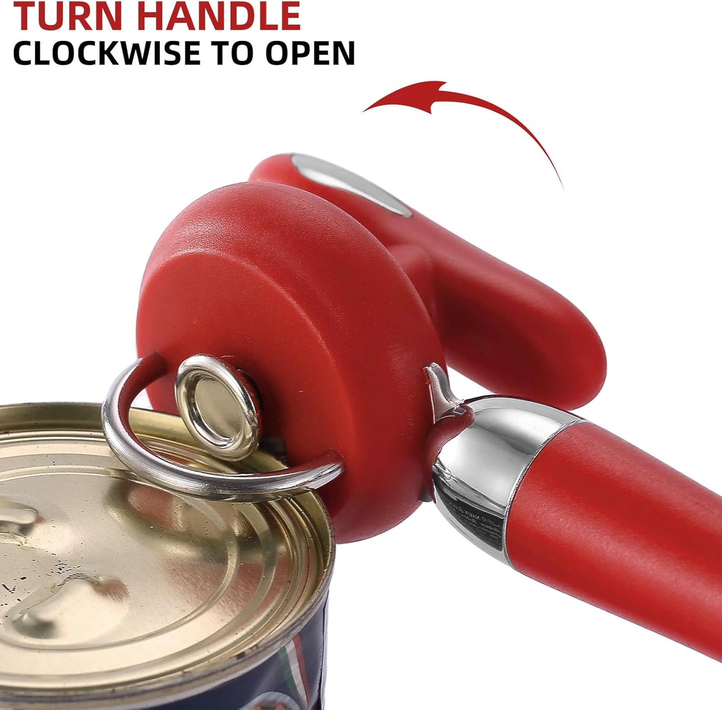 Can Opener Manual Tin Opener Stainless Steel Heavy Duty, Oversized Hand-held Easy Rotary Knob, Safe Cut Manual Can Opener with Non-Slip Handle, Smoother Cut Sharp Blade for Seniors Kitchen Tool, Black