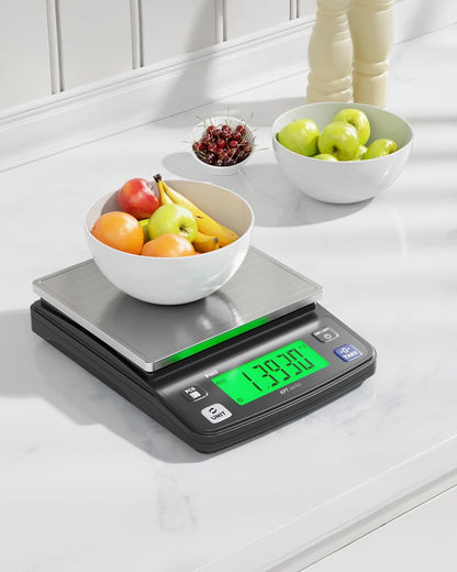 Polit Digital Kitchen Scale KT-66 30lb/13kg｜0.05oz/1g Precision Food Scale with LCD Display｜Battery or Plug-in｜Stainless Steel Top｜Grams, Ounces, Pounds｜5 Units for Baking, Farming & Shipping Scale