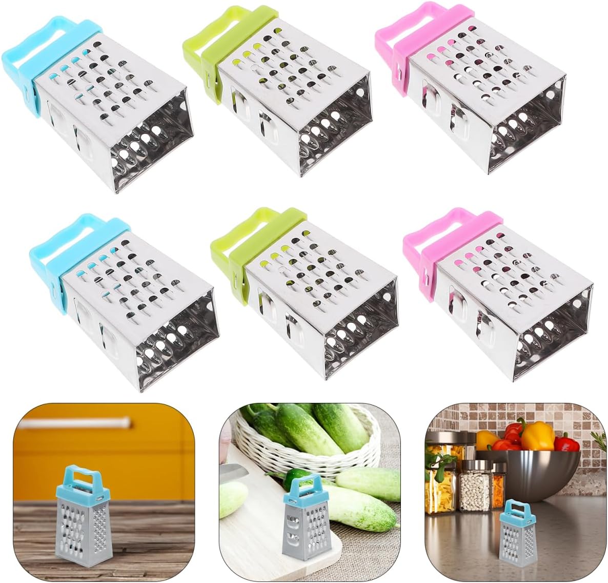 COLLBATH Mini Cheese Grater with Non-Slip Handle Stainless Steel Vegetable Slicer and Garlic Ginger Grating Tool Compact 2.63 Inch Handheld Kitchen Grater for Food Preparation