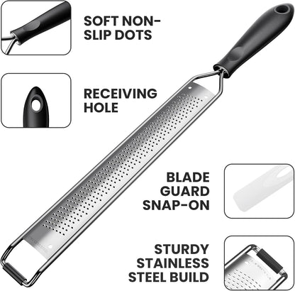Zester Grater for Lemon Cheese with Handle,Black