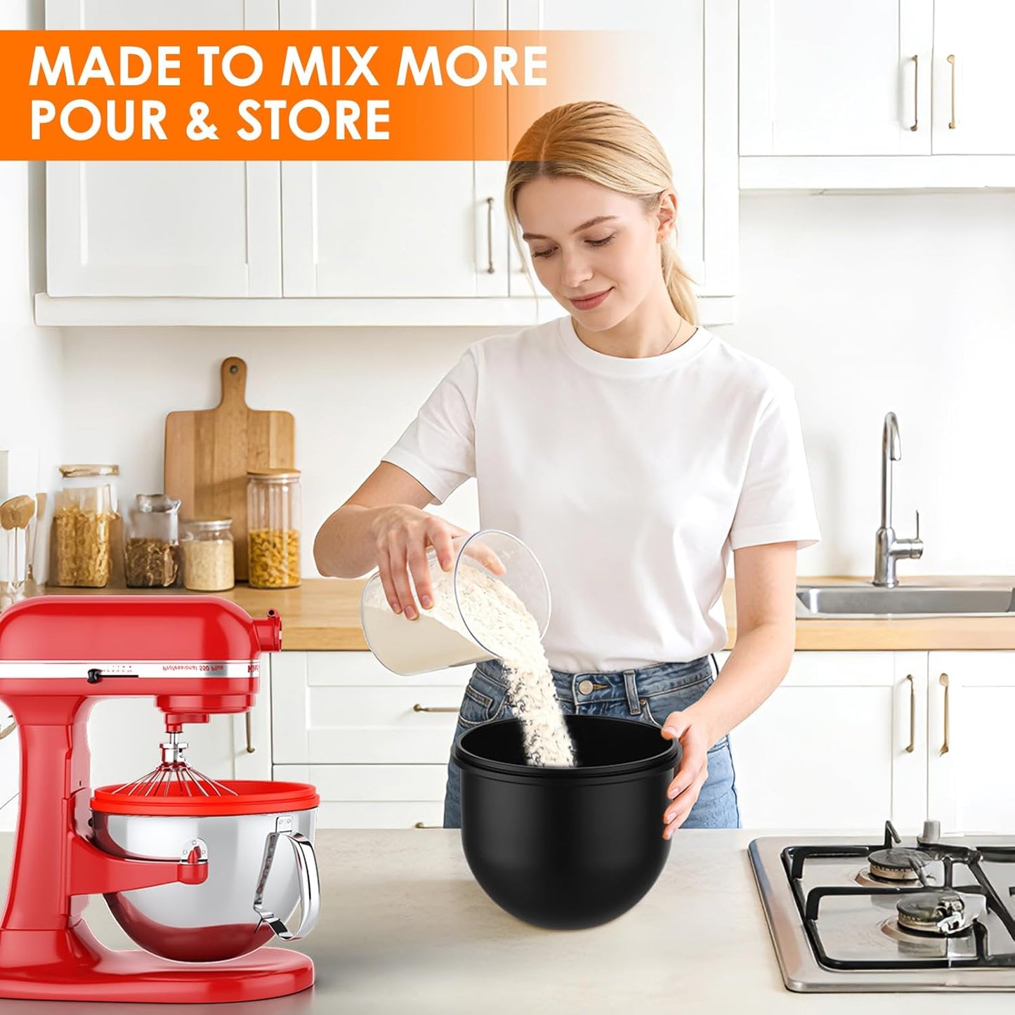 Omoiyari Premium MultiColors 3-Pack Silicone Bowl Liners with Lids for KitchenAid 7-Qt Bowl-Lift (Only), 2mm Extra-Thick Silicone, Odour-Free,Air Valves for Dough Proofing,Dishwasher Safe, BPA Free