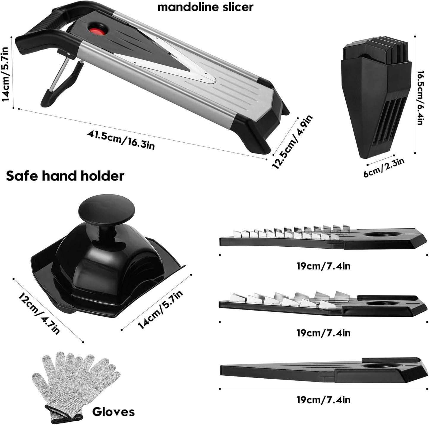 Supernal 5-in-1 Adjustable Mandoline Slicer for Kitchen,Stainless Steel Vegetable Cutter with Cut-Resistant Gloves,Safe & Durable Mandolin Slicer for Potato,Tomato,Carrot,Onion,and More