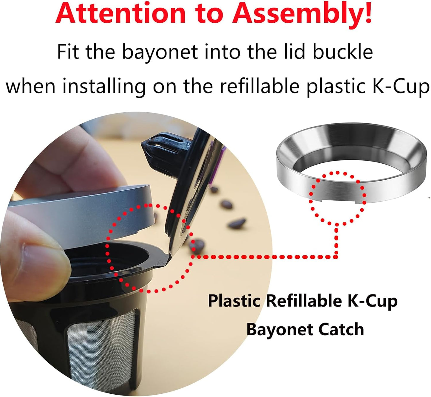 Reusable K Cup Refill Kit, 304 Stainless Steel 30ML Coffee Scoop & Aluminum Dosing Funnel, Fits Keurig 1.0 & 2.0 Reusable Metal/Plastic K-Cups Silver
