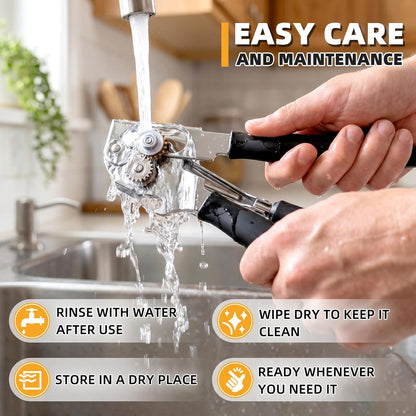 Manual Can Opener,Easy-Grip Hand Crank Can Opener for Seniors & Arthritis - Ergonomic Manual Opener, Heavy Duty for Large Cans, Safe & Comfortable Use at Home or Restaurant