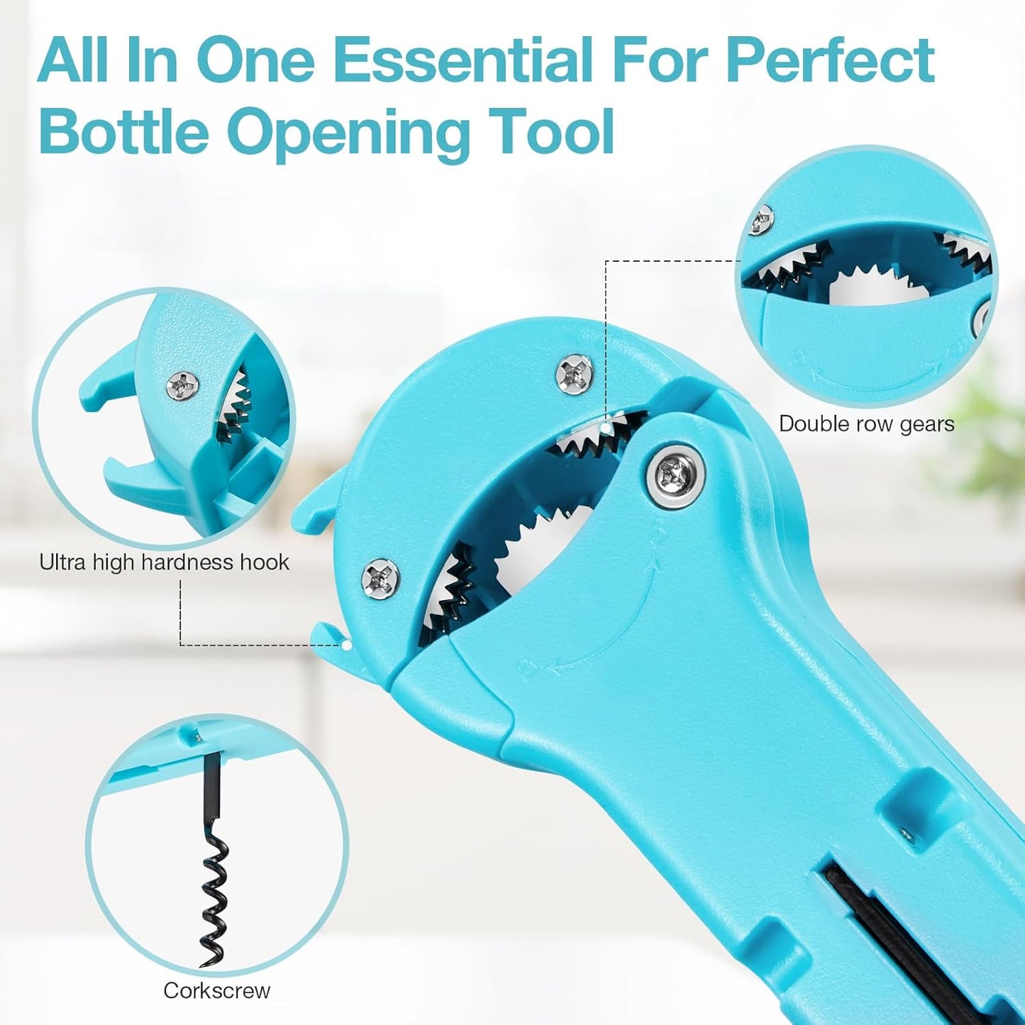 7 in 1 Jar Opener Bottle Opener and Wine Opener for Seniors with Arthritis, Weak Hands, Multi Retractable Magnetic Can Opener, Original Kitchen Lid Opener Tool (Black)
