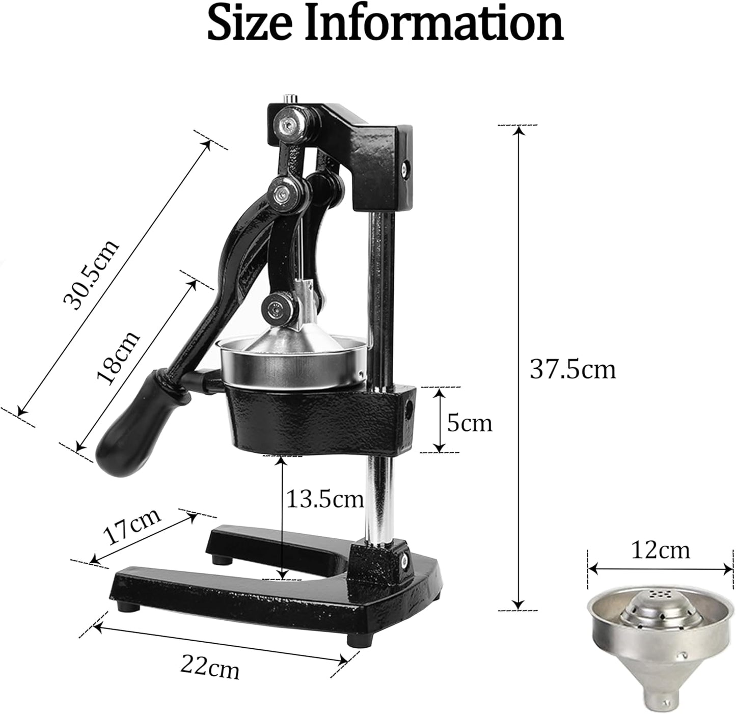 LIU&LIU Citrus Juicer with Lever Press,Hand Press Fruit Juicer with 304 Material Pressure Lid and Filter Screen, Removable and Easy to Clean,Silver
