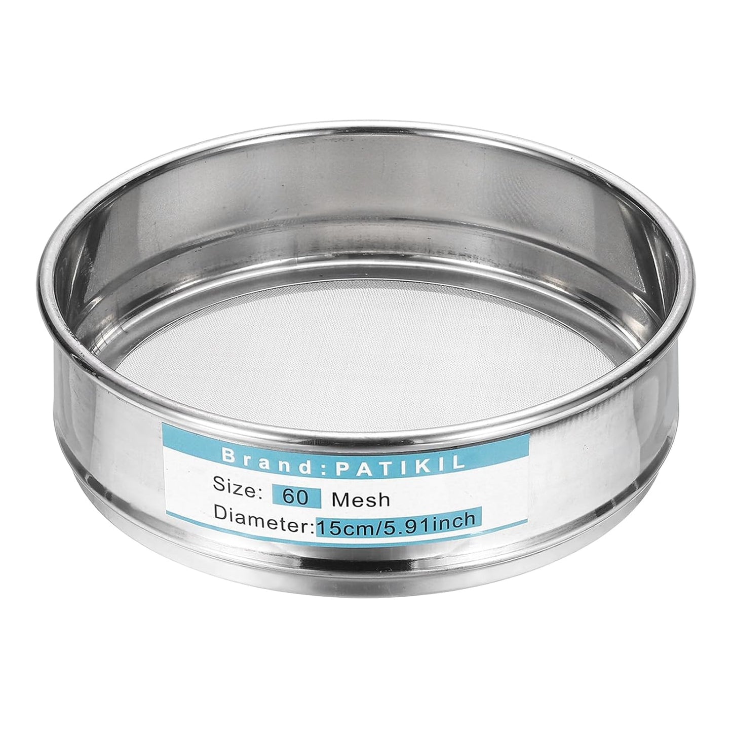 PATIKIL 220 Mesh(0.0385mm) Lab Sieve, 5.9"(15cm) Diameter Sifting Screen 304 Stainless Steel Wire Cloth Fine Mesh Sieve for Industrial Laboratory Home Soil Sifter Dry Sift Screens Hash - Colors B