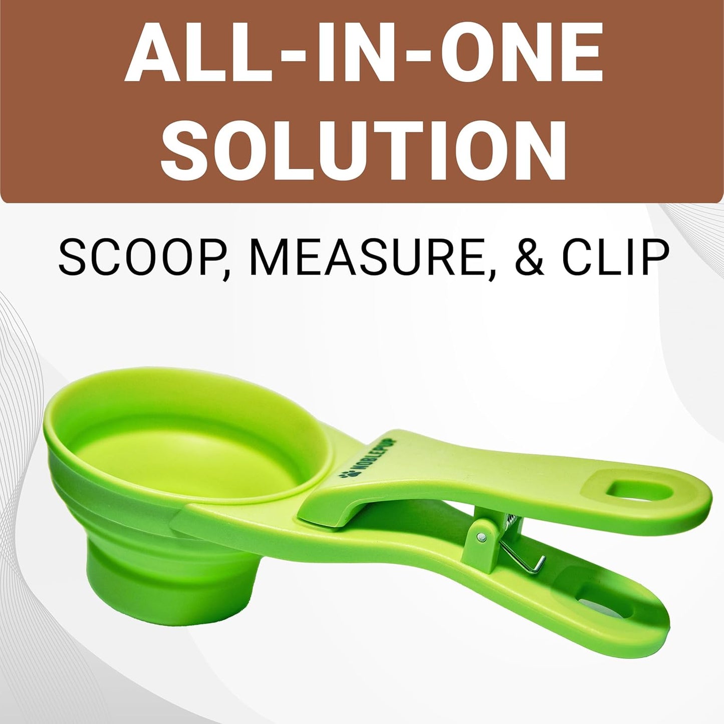 MeasureMate Pet Food Scoops with Bag Clip for Dog and Cat - 3-in-1 Multi-Function Collapsible Food Measuring Cup - 1 Cup Capacity, 8oz, Blue - Dishwasher Safe