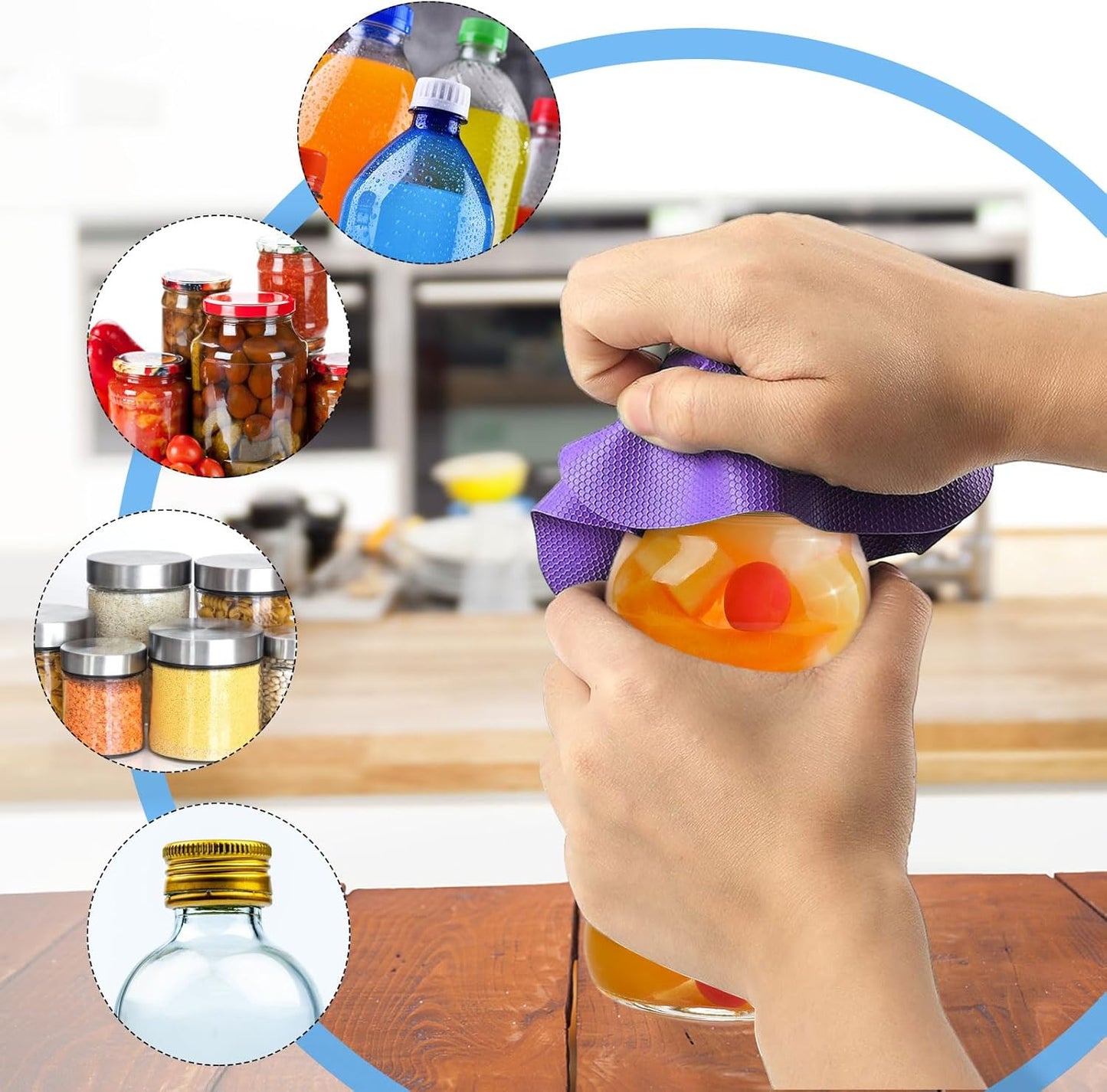 Rubber Jar Opener, 4PCS Jar Opener for Weak Hands, Rubber Jar Opener Gripper Pad for Seniors with Arthritis, Heat Insulation Kitchen Coasters