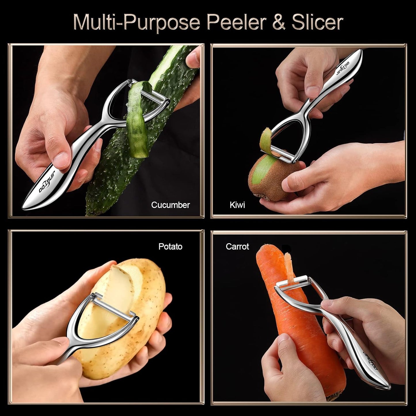 Premium Vegetable Peeler Stainless Steel，Ultra Sharp Potato Peelers, Fruit Veggie Peeler Swivel Blade, Y Shaped Apple Carrot Peelers for Kitchen Ergonomic Handle - 5 Years Warranty (Serrated)