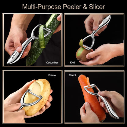 Premium Vegetable Peeler Stainless Steel，Ultra Sharp Potato Peelers, Fruit Veggie Peeler Swivel Blade, Y Shaped Apple Carrot Peelers for Kitchen Ergonomic Handle - 5 Years Warranty (Serrated)