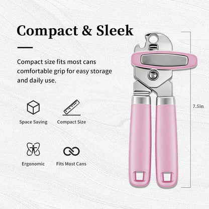 Can Opener Manual, Hand Heavy Duty Stainless Steel Bottle Opener Comfortable Handle, Sharp Blade Smooth Edge, Multifunctional Kitchen Tool, Black