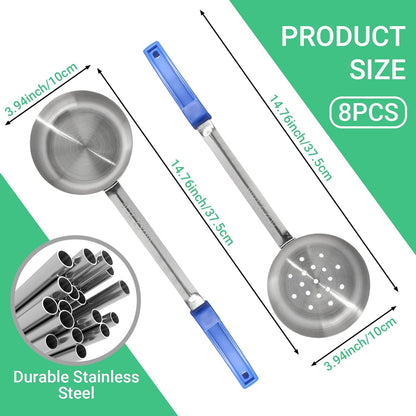 8PCS 2oz Portion Control Serving Spoons,Bariatric Serving Utensils Ideal Weight Watchers,Slotted and Unslotted Scoops,Heavy Duty Stainless Steel Utensils for Restaurants/Weight Loss(Red)