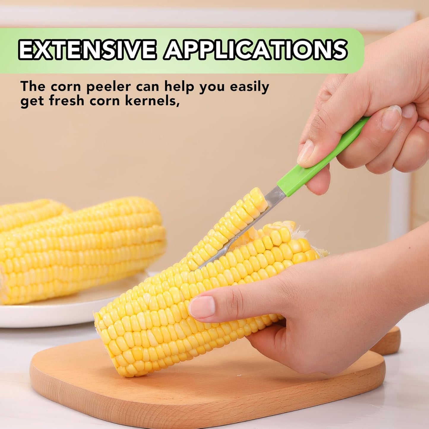 Corn Prep Peeler Joochi Stainless Steel Corn Stripping Tool Corn Cobber Remover Tools Cob Corn Stripper Thresher Quickly Remove Fresh & Boiled Corn Kernels Kitchen Gadget Chef Gift Idea (Green)