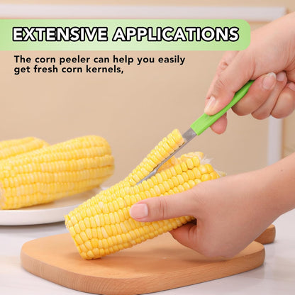 Corn Prep Peeler Joochi Stainless Steel Corn Stripping Tool Corn Cobber Remover Tools Cob Corn Stripper Thresher Quickly Remove Fresh & Boiled Corn Kernels Kitchen Gadget Chef Gift Idea (Green)