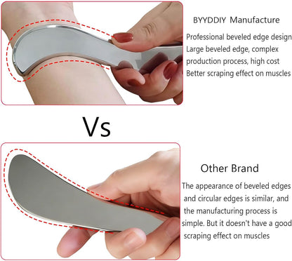 BYYDDIY Stainless Steel Gua Sha Muscle Scraper Tool,Scar Tissue Tool,Physical Therapy Tools,Muscle Scraping Tool,Guasha Massage Scraper,IASTM Tools,Skin Scraping Tool,Soft Tissue Massage Tool