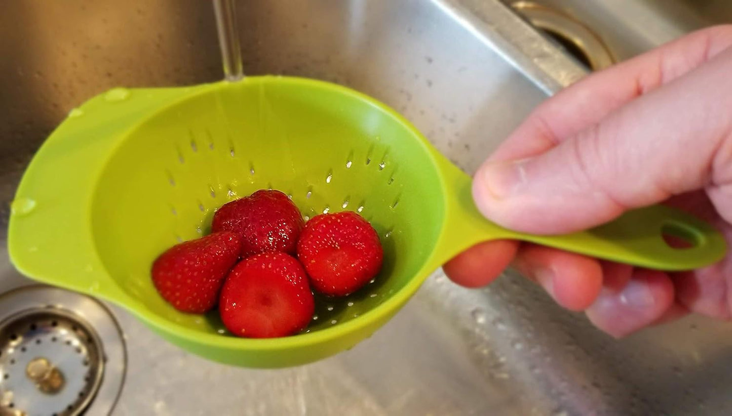 Handy Housewares 2 Piece Colander Set - Nesting Mini Colanders for Berries, Pasta, Veggies (1 Set)