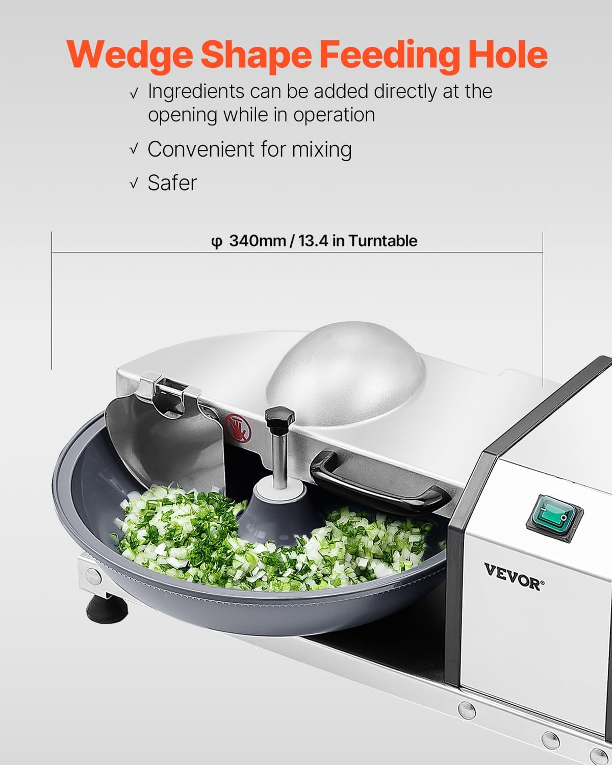 VEVOR Food Processor & Vegetable Chopper, 2 Feeding Holes Food-Grade Stainless Steel Food Processor Chopper with Detachable 6 Blades, 3mm/5mm/7mm/10mm Shredder, 2mm/4mm Slicer, for Vegetables, Fruit