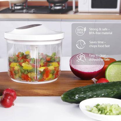 Manual Food Processor 1000ML Large Capacity Pull String Vegetable Chopper Onion Cutter for Salsa Nuts Pesto Herbs Easy to Clean Kitchen Gadget Black
