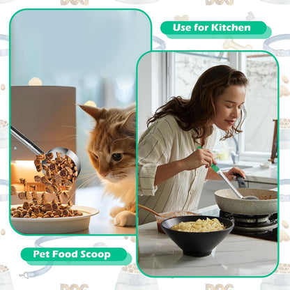 2 Pcs Dog Food Scoop Long Handled Scoops 3/4 Cup Stainless Steel Measuring Cups Portion Control Serving Spoons for Dogs Cats Birds and Rabbits Pet Food Feeding Scoop (3/4 Cup)