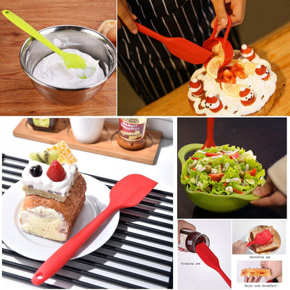 Silicone Spatulas Set of 6, Rubber Spoon Spatula Heat Resistant Spoonula One Piece Design Seamless Spatula Non-Stick Scrapers Baking Mixing Tool (Black)