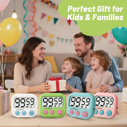2 Pcs Digital Timer for Kids, Magnetic Countdown Kitchen Timer, Upgrade Loud Alarm Timers for Cooking, Kitchen, Exercise, Work, Study, Classroom, Outdoor Activities, Battery not Including