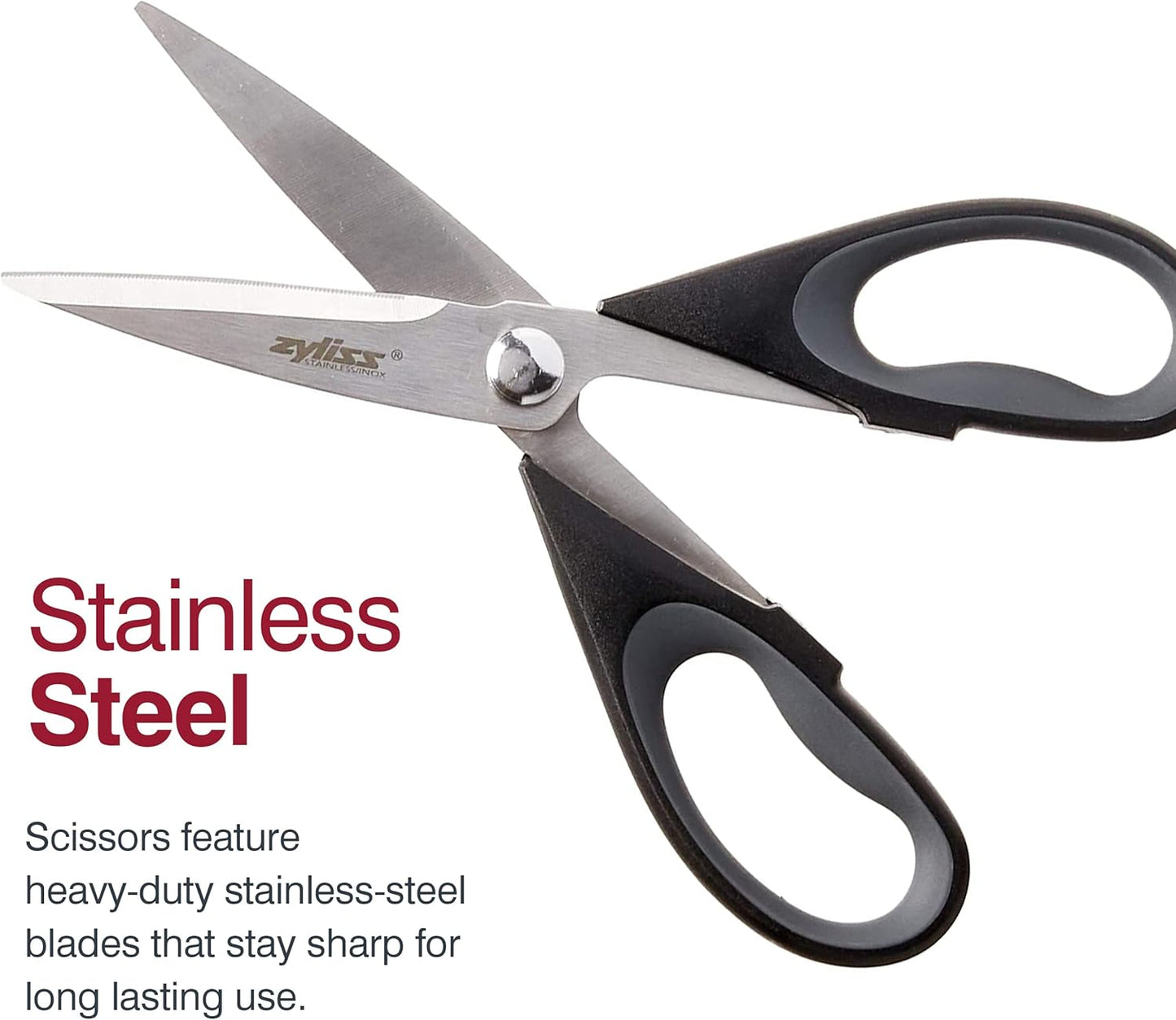Zyliss Heavy Duty Home & Kitchen Herb Shears Scissors with Innovative Stem Stripper, Versatile Kitchen Shears for Trimming Weeds, Flower Buds & More - White/Green - 8.5 x 4.2 x 0.4 inches