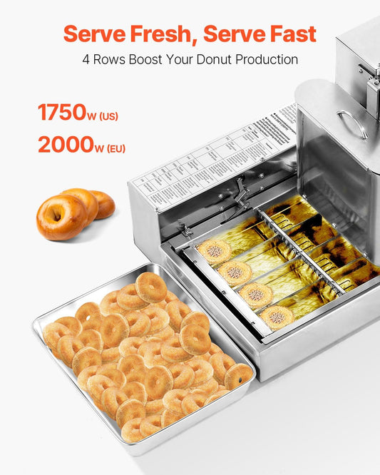 VEVOR Donut Depositor, Large Capacity Manual Donuts Dropper, 304 Stainless Steel Commercial Batter Dispenser, 6 Thicknesses Adjustment Doughnut Hopper with Stand, For Restaurant Cafe Bakery Kitchen
