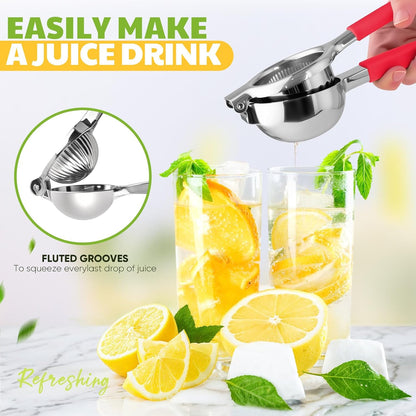 Lemon Squeezer Large, Lemon Squeezer Juicer Stainless Steel, Heavy Duty Manual Citrus Juicer Hand Press, Kitchen Tools Lime Squeezer Bar Tool, Easy to Clean Metal Lemon Hand Press