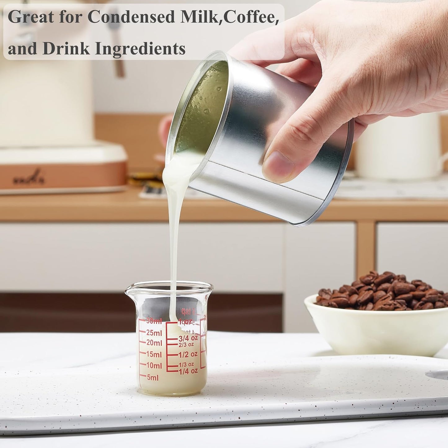 High Borosilicate Glass Measuring Cup-V-Shaped Spout，Glass Measuring Beaker for Kitchen or Restaurant, Easy to Read, 60 ML (2 Oz)-Pack of 2