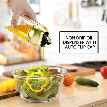 Aelga Olive Oil Dispenser - 14 OZ Glass Oil and Vinegar Dispenser Bottles Set for Kitchen No Drip-Set of 2
