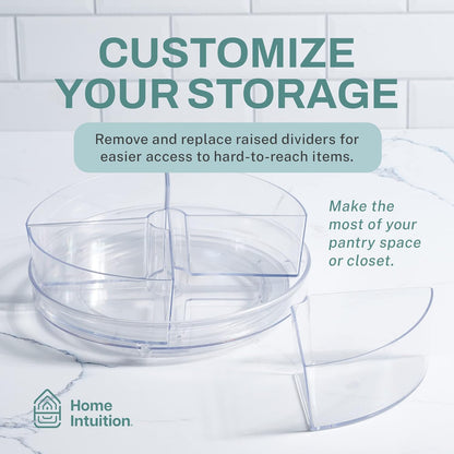 Home Intuition Round Plastic Clear Lazy Susan Turntable Food Storage Container for Kitchen (9" Round, 1 Pack)