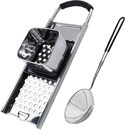 KEISSCO Stainless Steel Spaetzle Maker with Comfort Grip Handle, Homemade Traditional German Egg Noodle Dumpling Making Tool Set