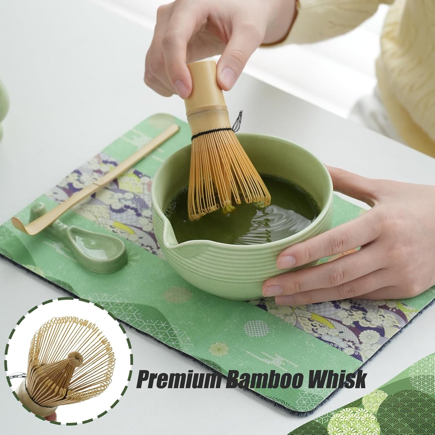 Clay&Fire Matcha Whisk Set, 9 pcs Ceramic Matcha Set, Gifts for Women,Matcha Bowl with Spout and Whisk, Matcha Kit for Matcha Lovers, Gift Mother's Day, Birthday, Anniversary