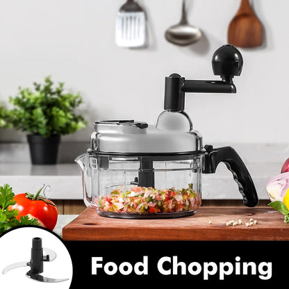 Geedel Hand Food Chopper, Vegetable Quick Chopper Manual Food Processor, Easy To Clean Food Dicer Mincer Mixer Blender, Rotary Onion Chopper for Garlic, Salad, Salsa, Nuts, Meat, Fruit, Ice, etc