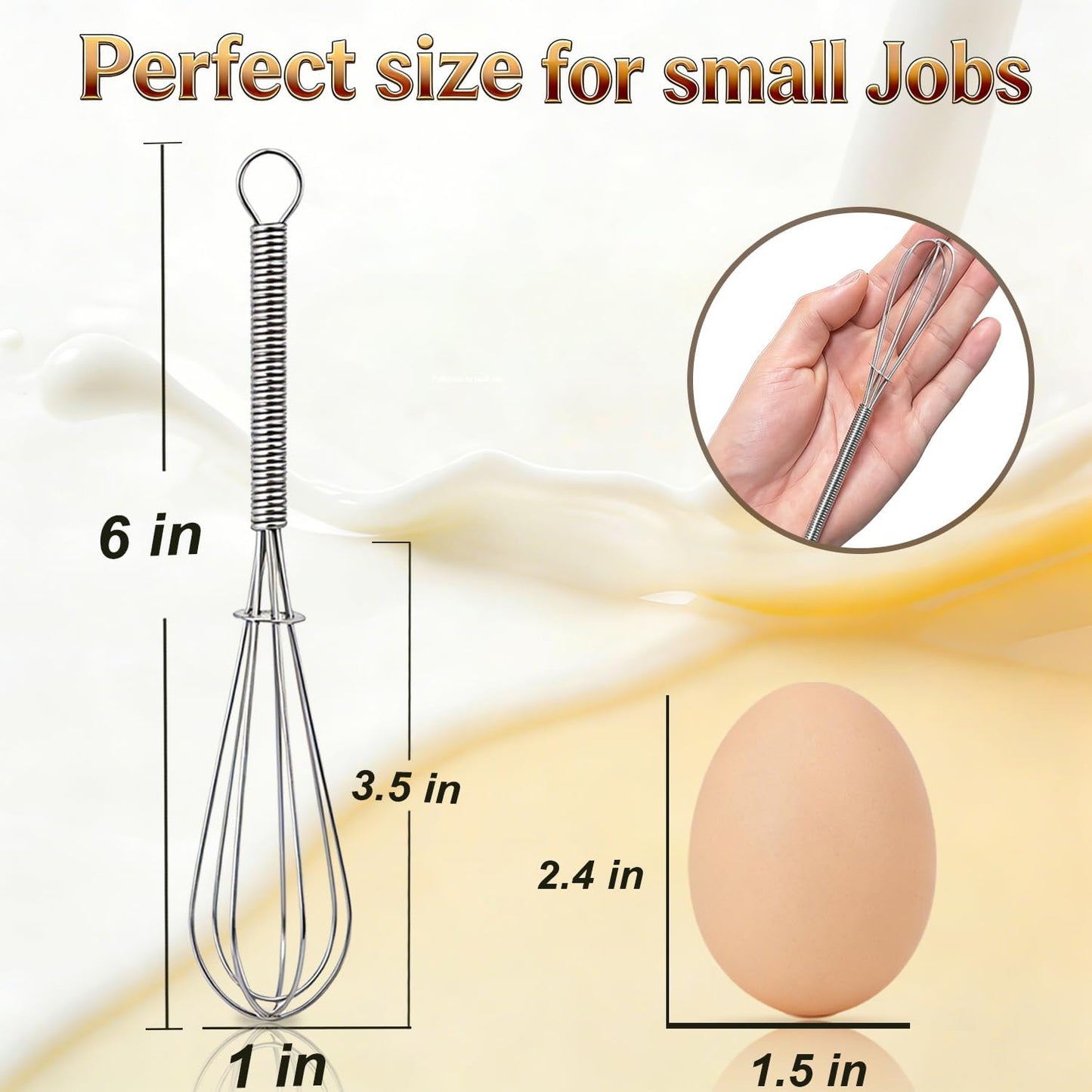 Anaeat Stainless Steel Kitchen Whisk Set of 5, Milk and Egg Beater Blender with Thick Wire for Whisking, Cooking, Baking, Beating and Stirring - 5"+7" Mini Whisk and 9''+11''+12'' Balloon Whisks